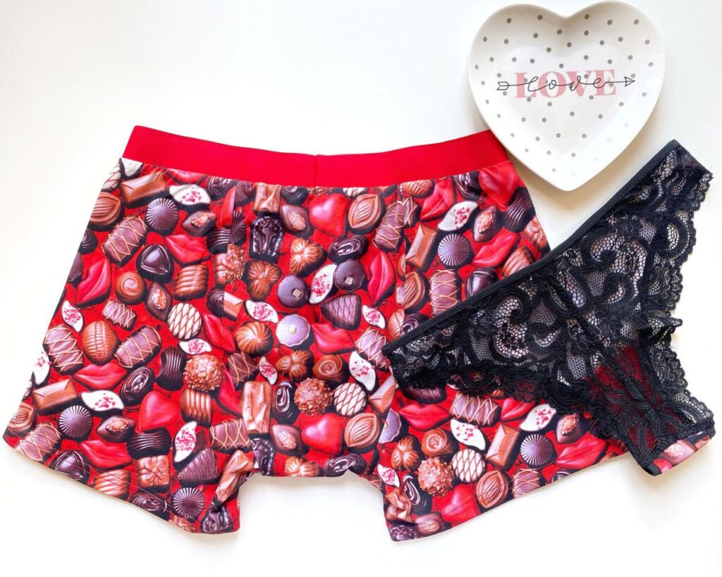 matching underwear for couple with chocolate print