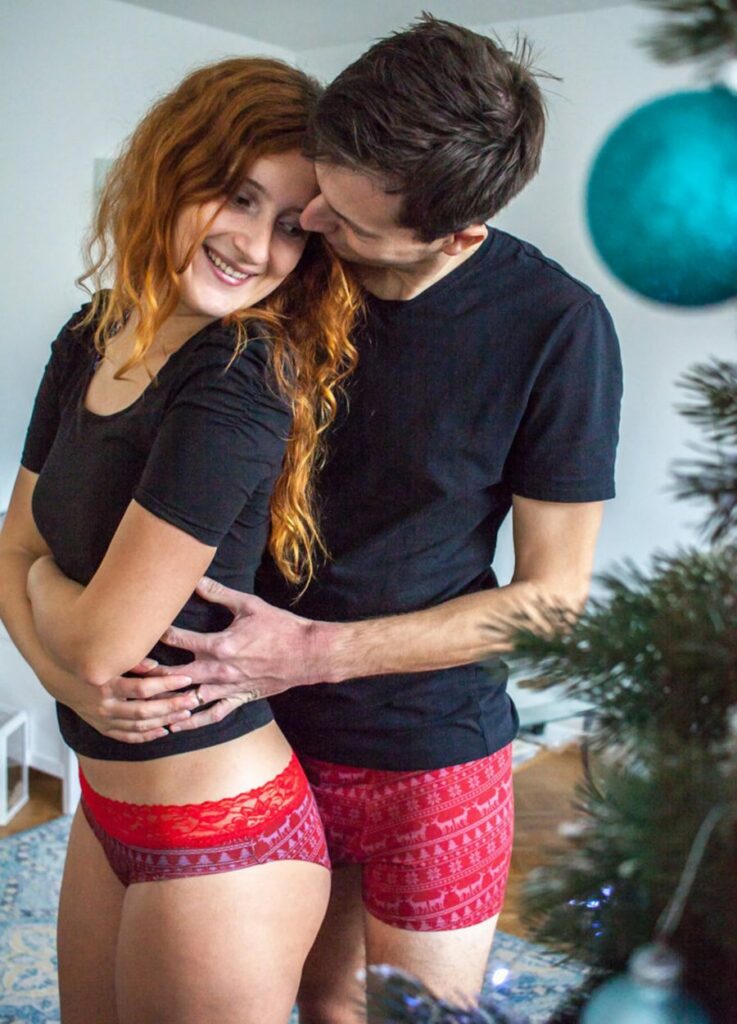 red couple matching underwear for christmas