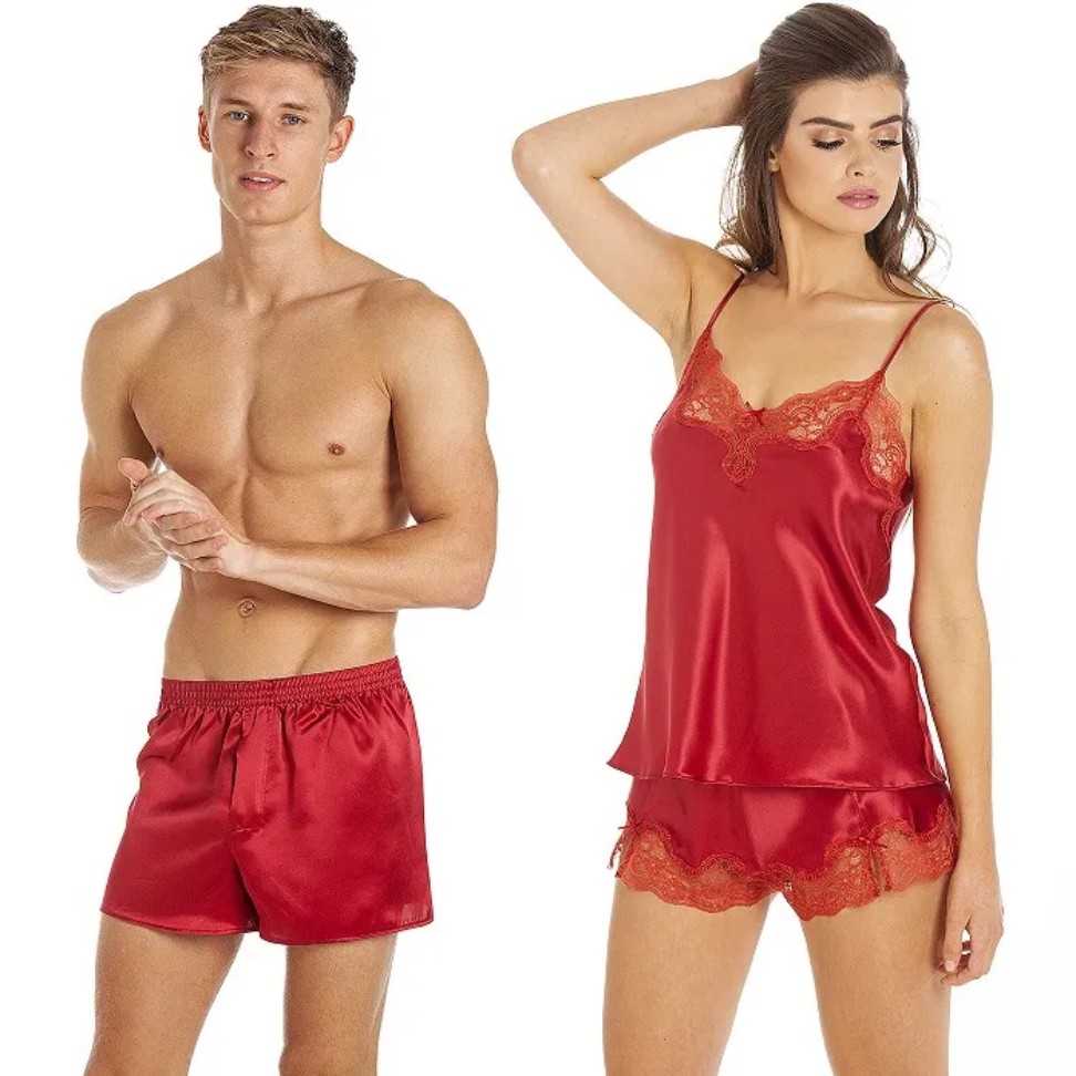silk matching underwear in red color for couple