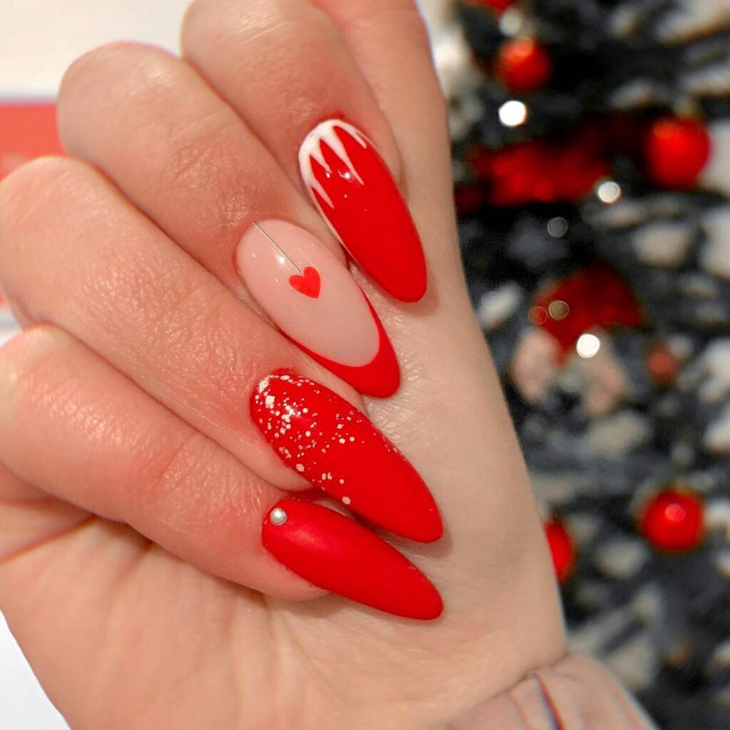 Heartfelt holiday red nail ensemble