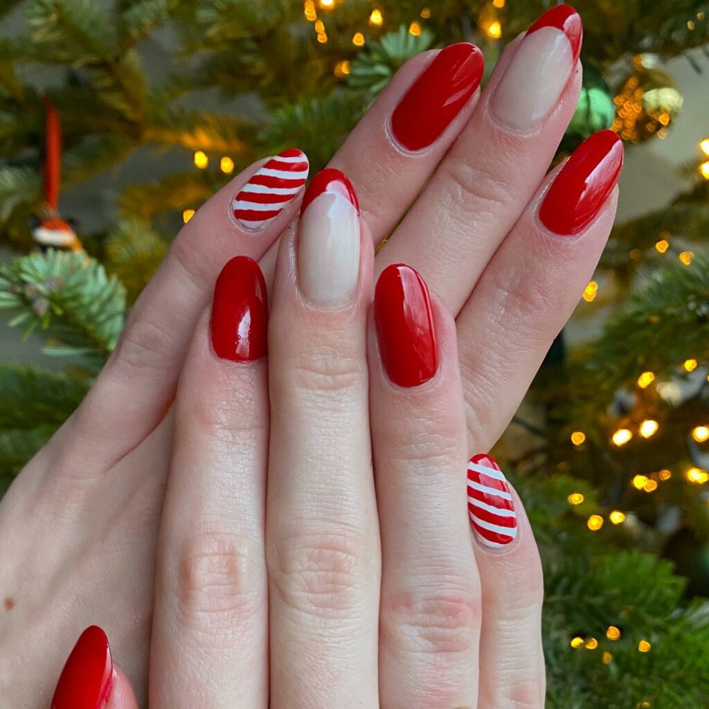Radiant red velvet Christmas nails