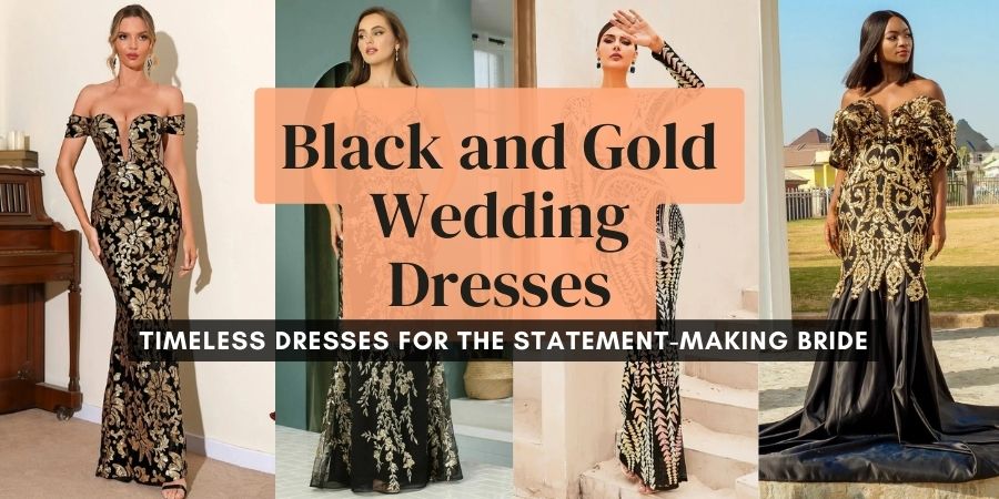 black and gold wedding dresses