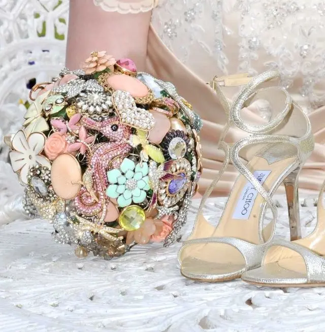 colorful and sparkle brooch jewels bouquet