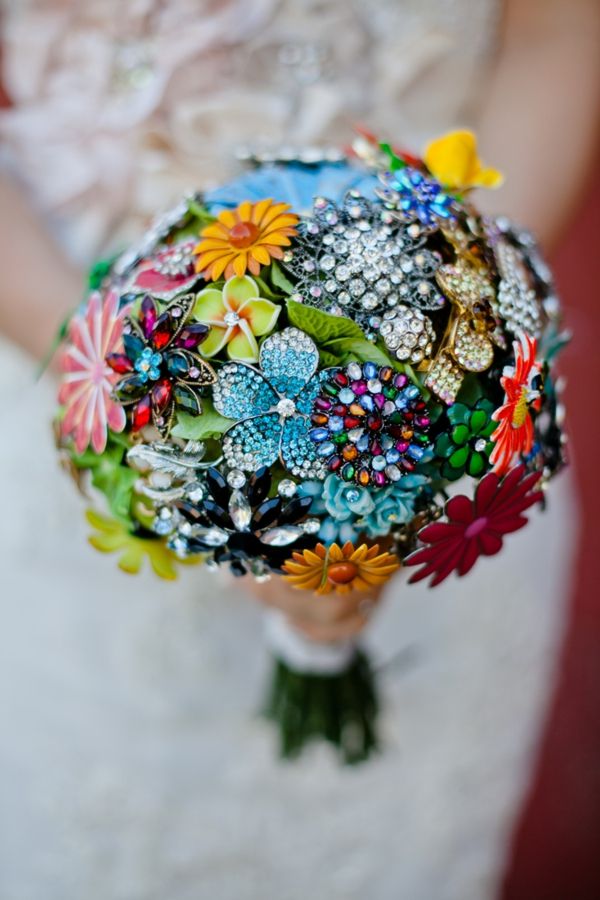 colorful handmade vintage brooch bouquet