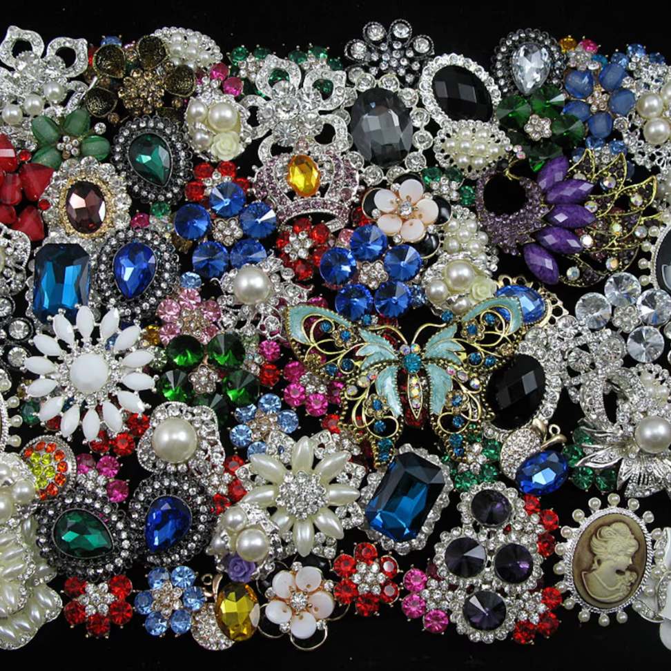 embellishment and rhinestones collection for brooch bouquet