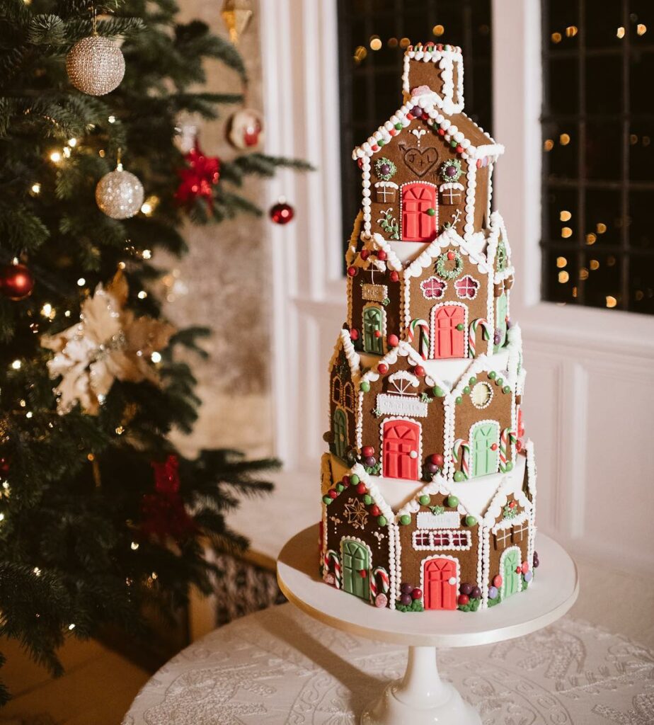gingerbread house Christmas winter chocolate wedding cake