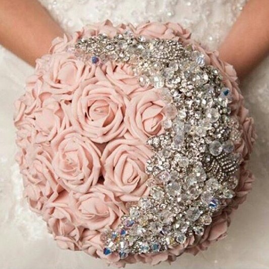 roses and silver stone brooch pink bouquet