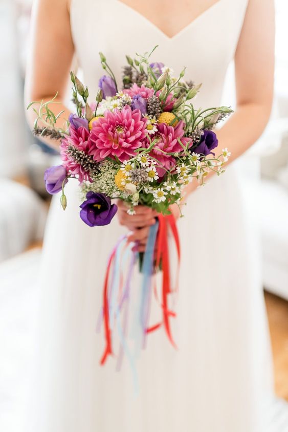 small colorful and texture wedding bouquet