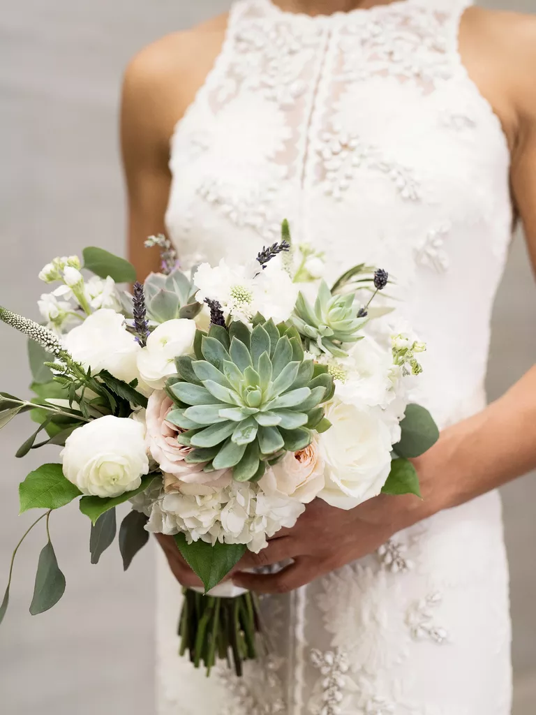 small succulent wedding bouquet
