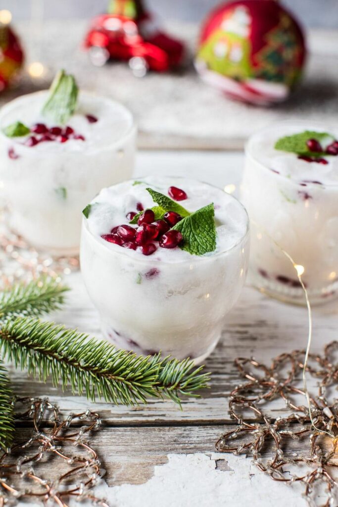 white Christmas mojito wedding cocktail