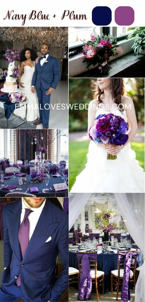 Navy Blue and Plum Royal wedding colors