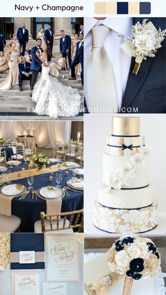 Neutral Navy and Champagne wedding colors