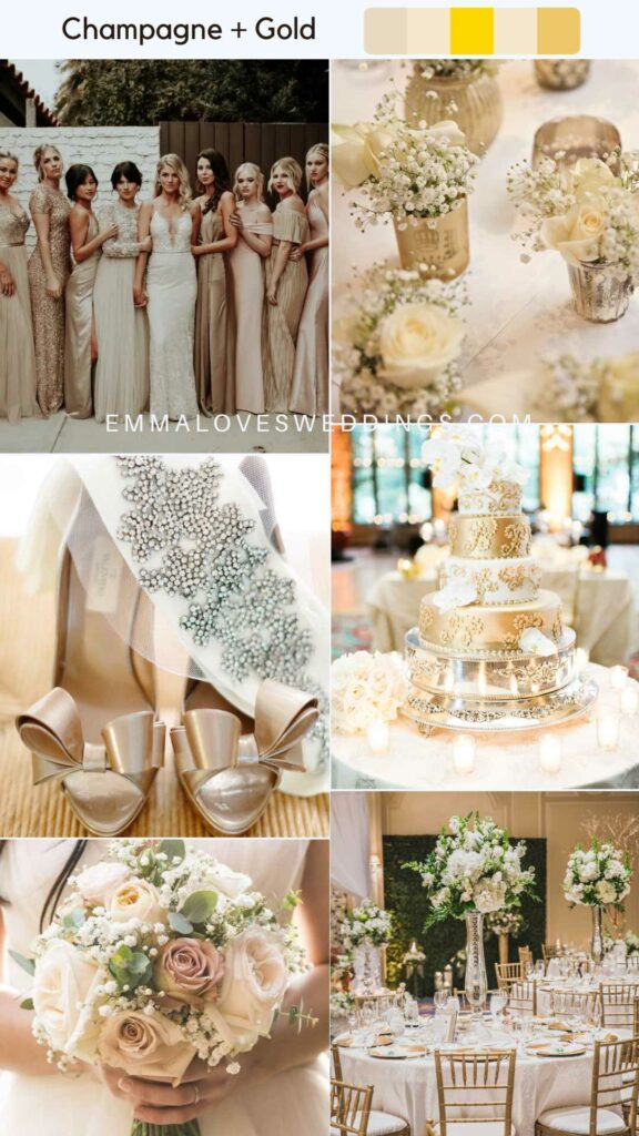 Neutral gold and Champagne wedding colors