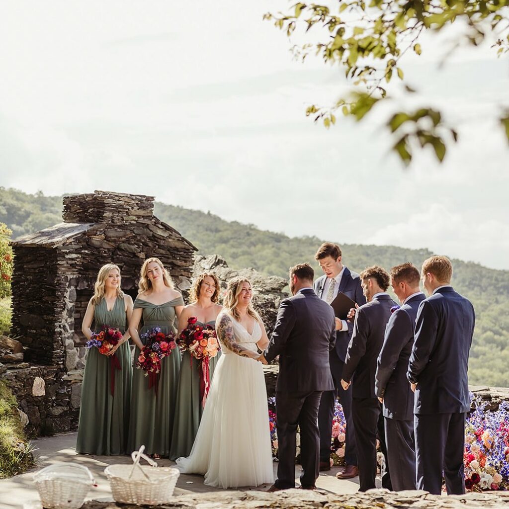 Outdoor Wedding Ceremony with a Mountain View