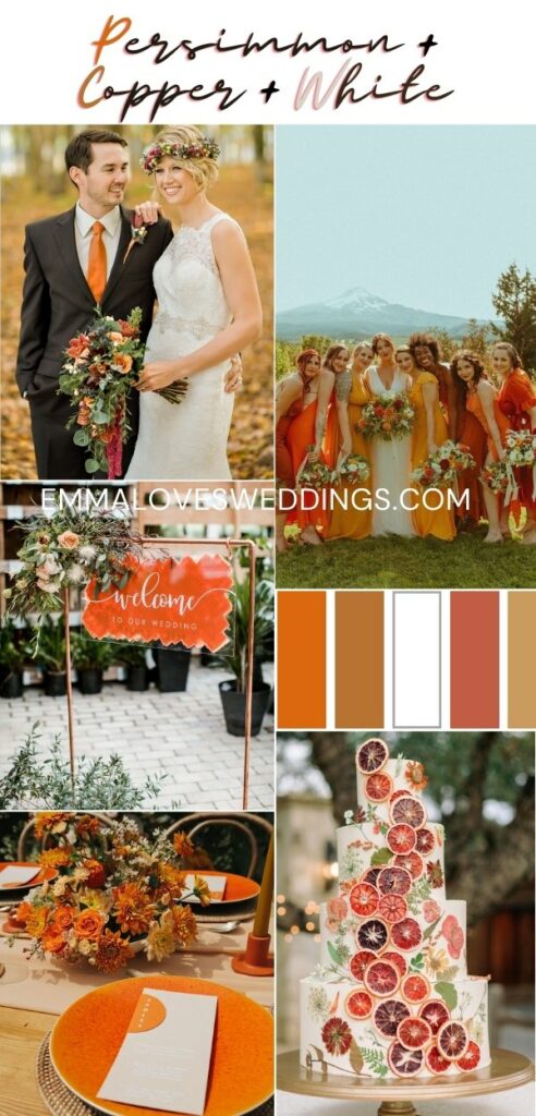 Persimmon copper and white summer wedding colors