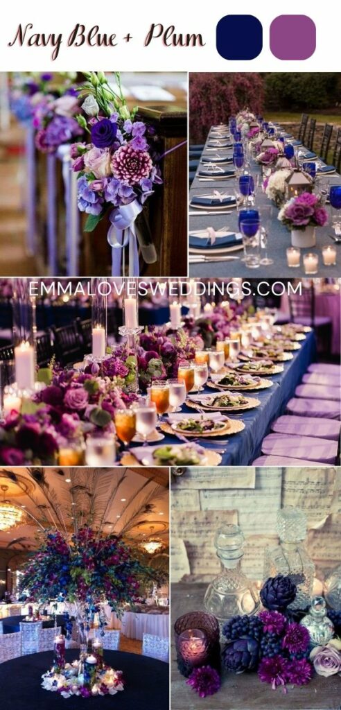 Set a sophisticated tone with Navy and Plum wedding hues