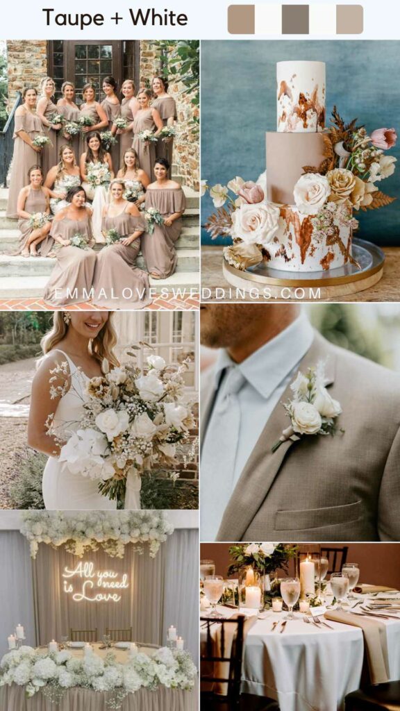 Taupe and White neutral wedding color palette