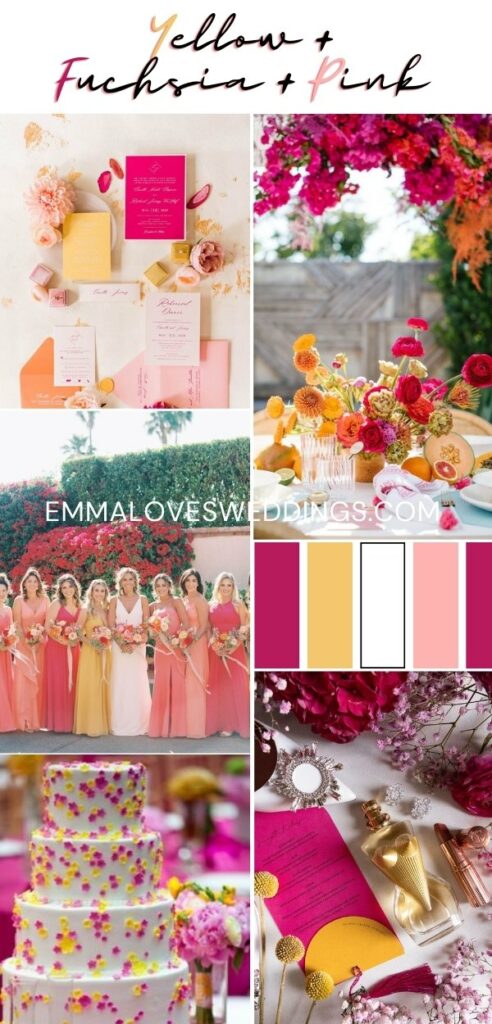 Yellow Fuchsia and pink spring wedding colors