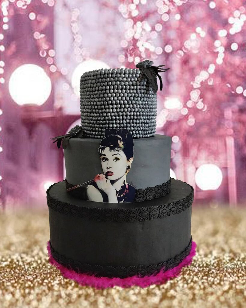 black pearl gothic wedding cake