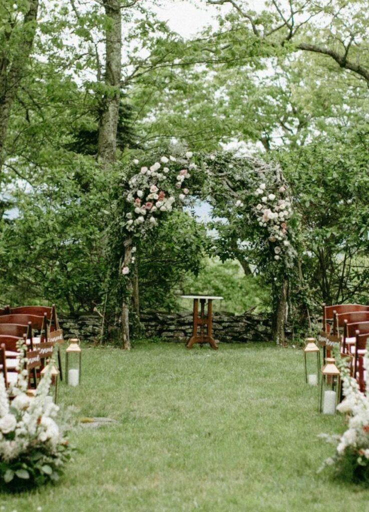 outdoor mountain wedding venue arch