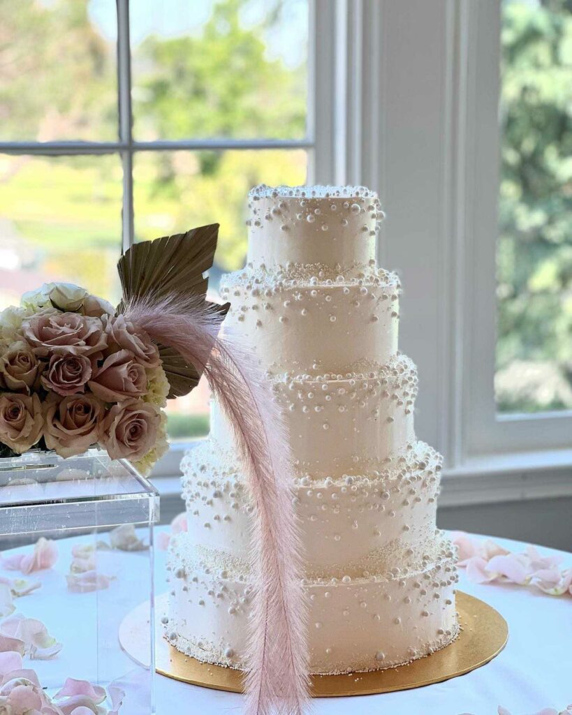 pearl cascade five tiered wedding cake