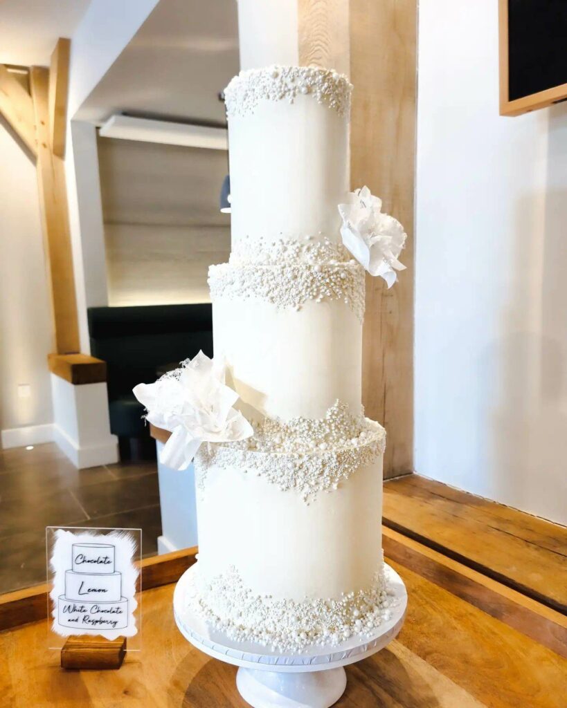 pearl cascade tall wedding cake