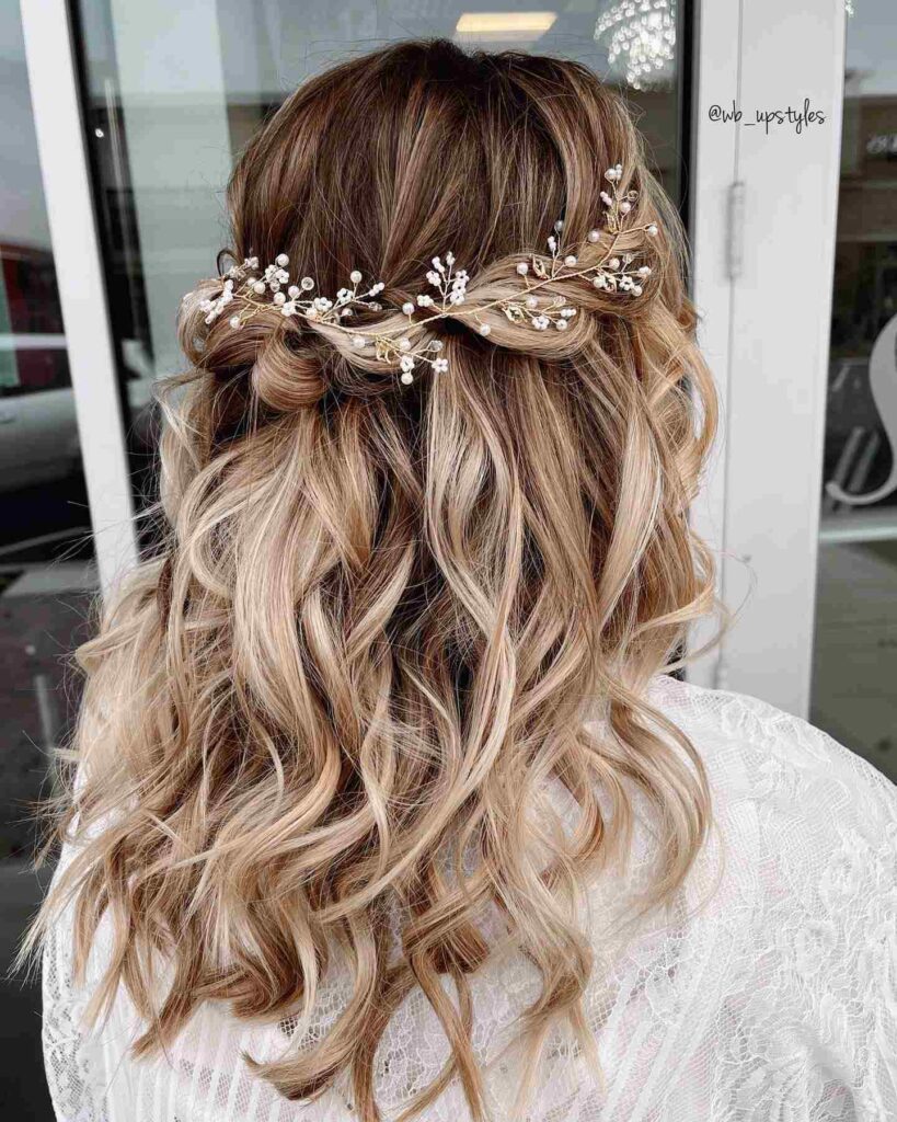 a touch of modernity boho bridal hairstyle with a half up, half down style