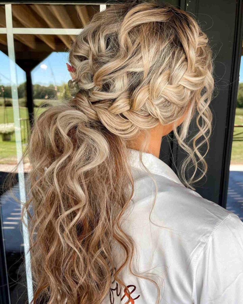 half up ponytail wedding hairstyle for boho bride
