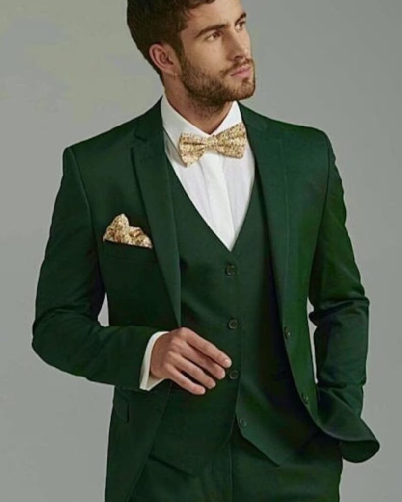 emerald and green vintage inspired groom suit