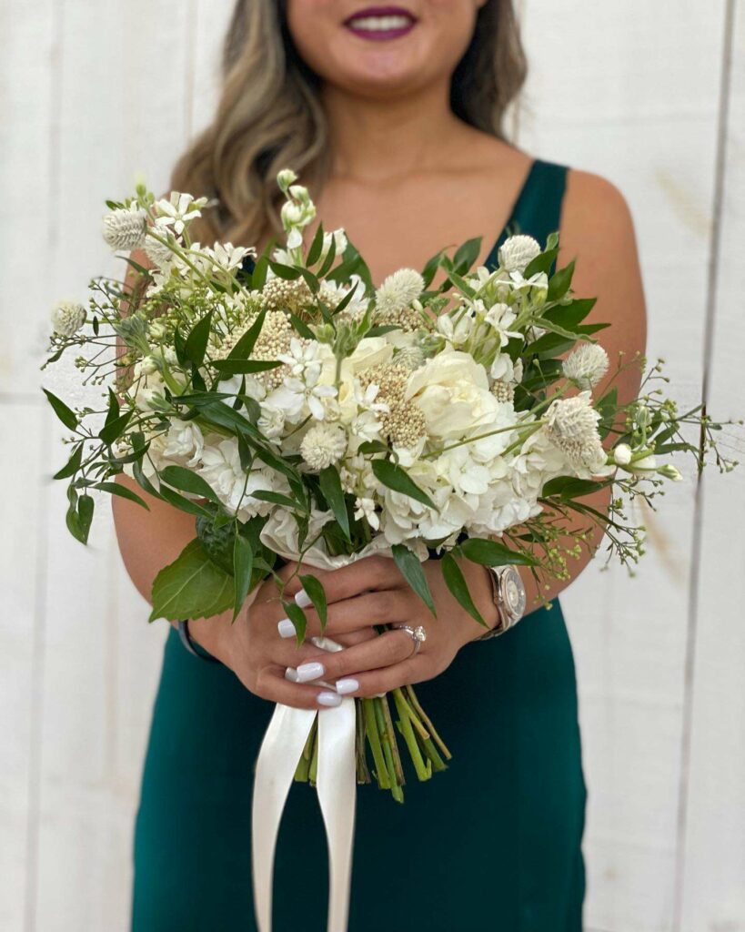 emerald green and gold classic wedding bouquet