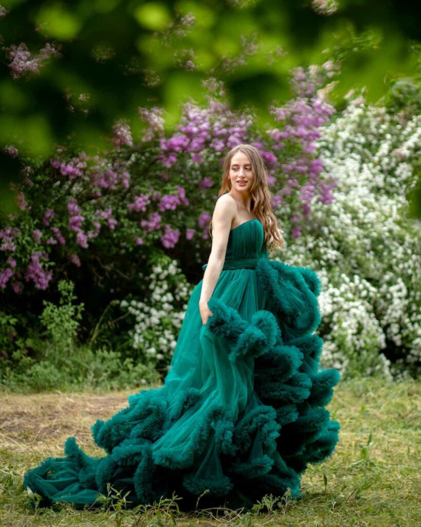emerald green fairytale wedding dress
