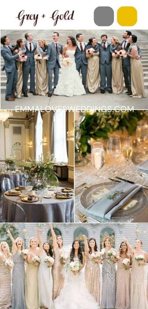 grey and gold wedding color palette