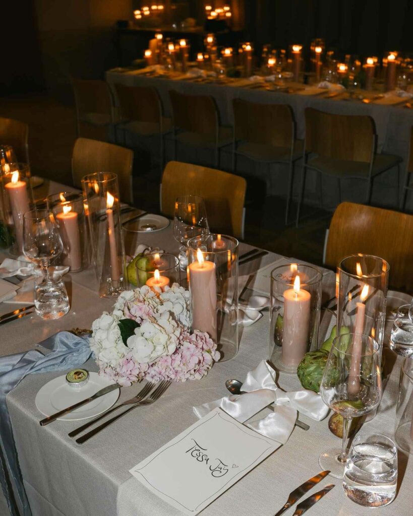 pillar candle centerpiece romantic wedding reception ideas