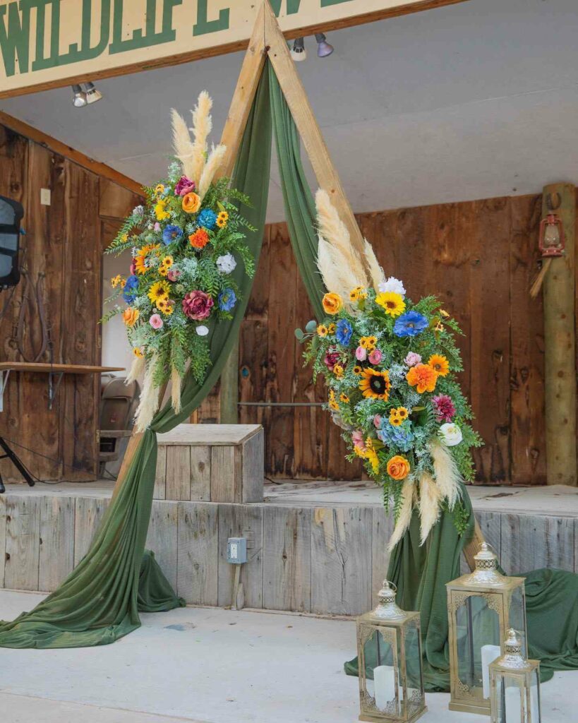 olive green rustic wedding arch decorations